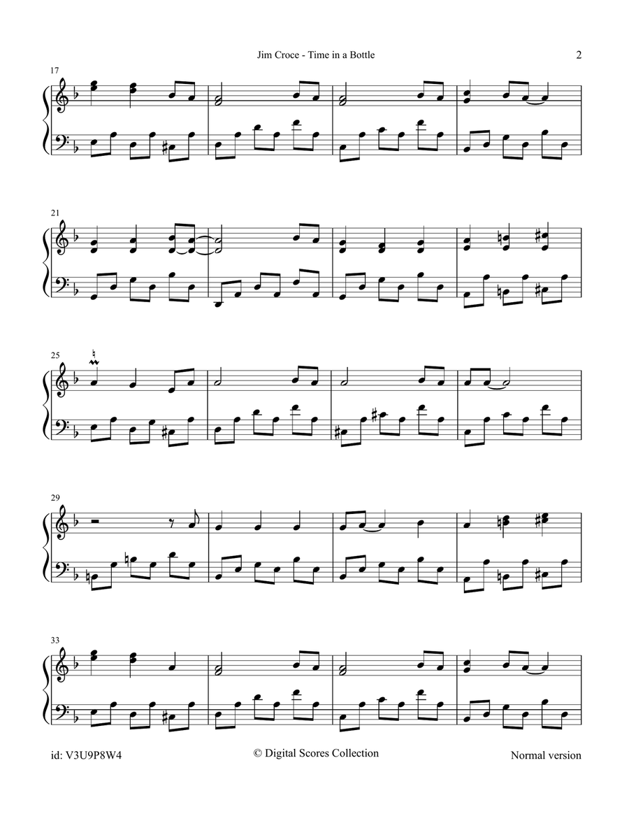 Time In A Bottle Time In A Bottle Piano Solo scores gallery preview page 2