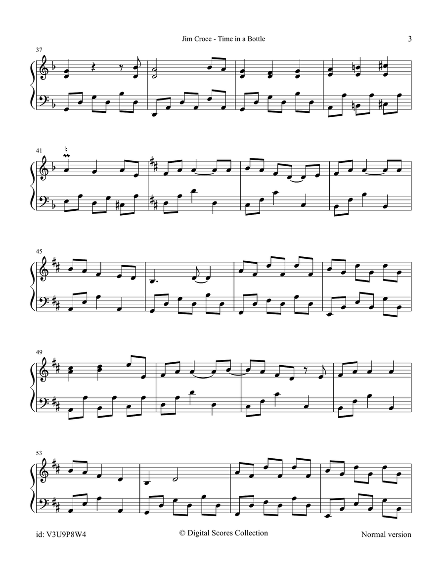 Time In A Bottle Time In A Bottle Piano Solo scores gallery preview page 3