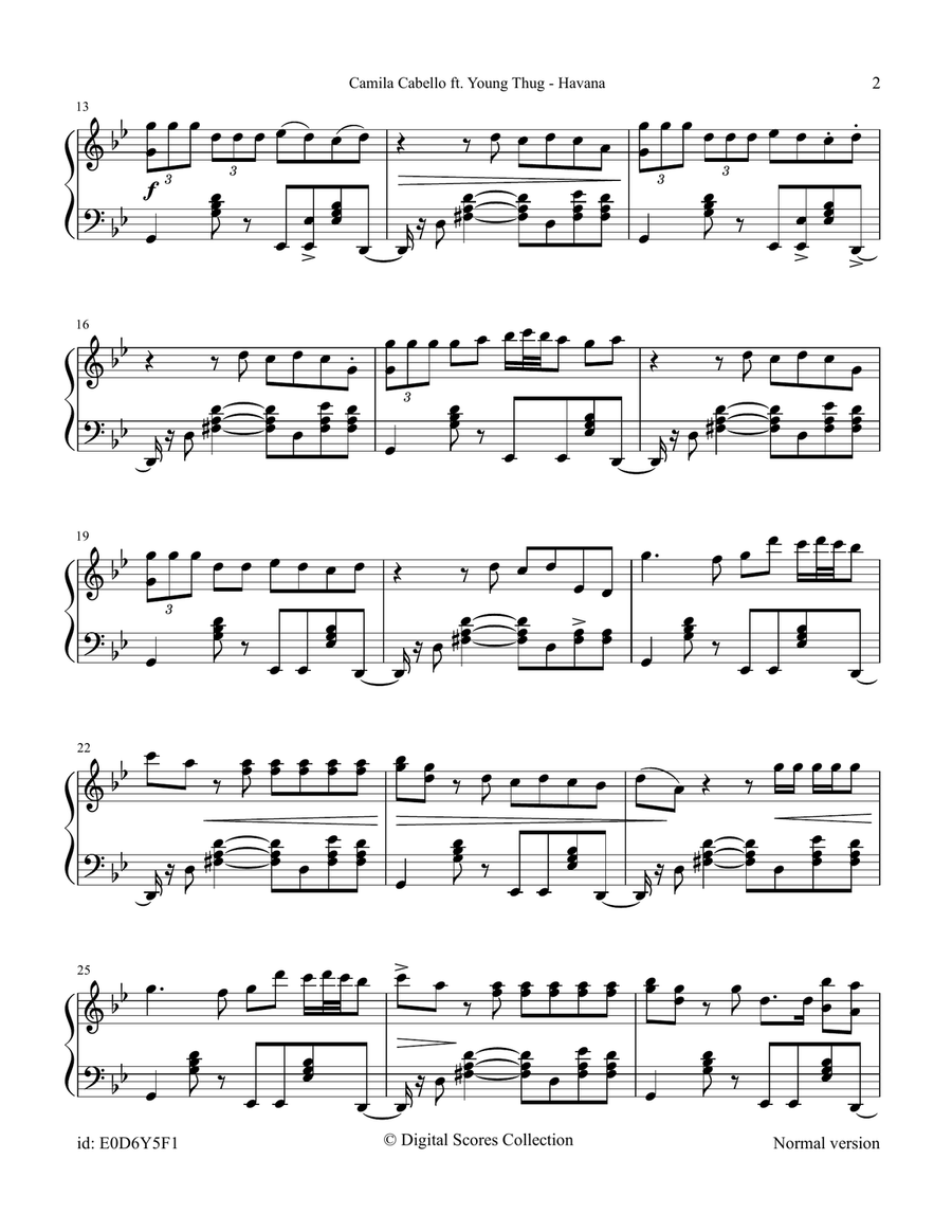Havana (Ft. Young Thug) Havana (Ft. Young Thug) Piano Solo scores gallery preview page 2