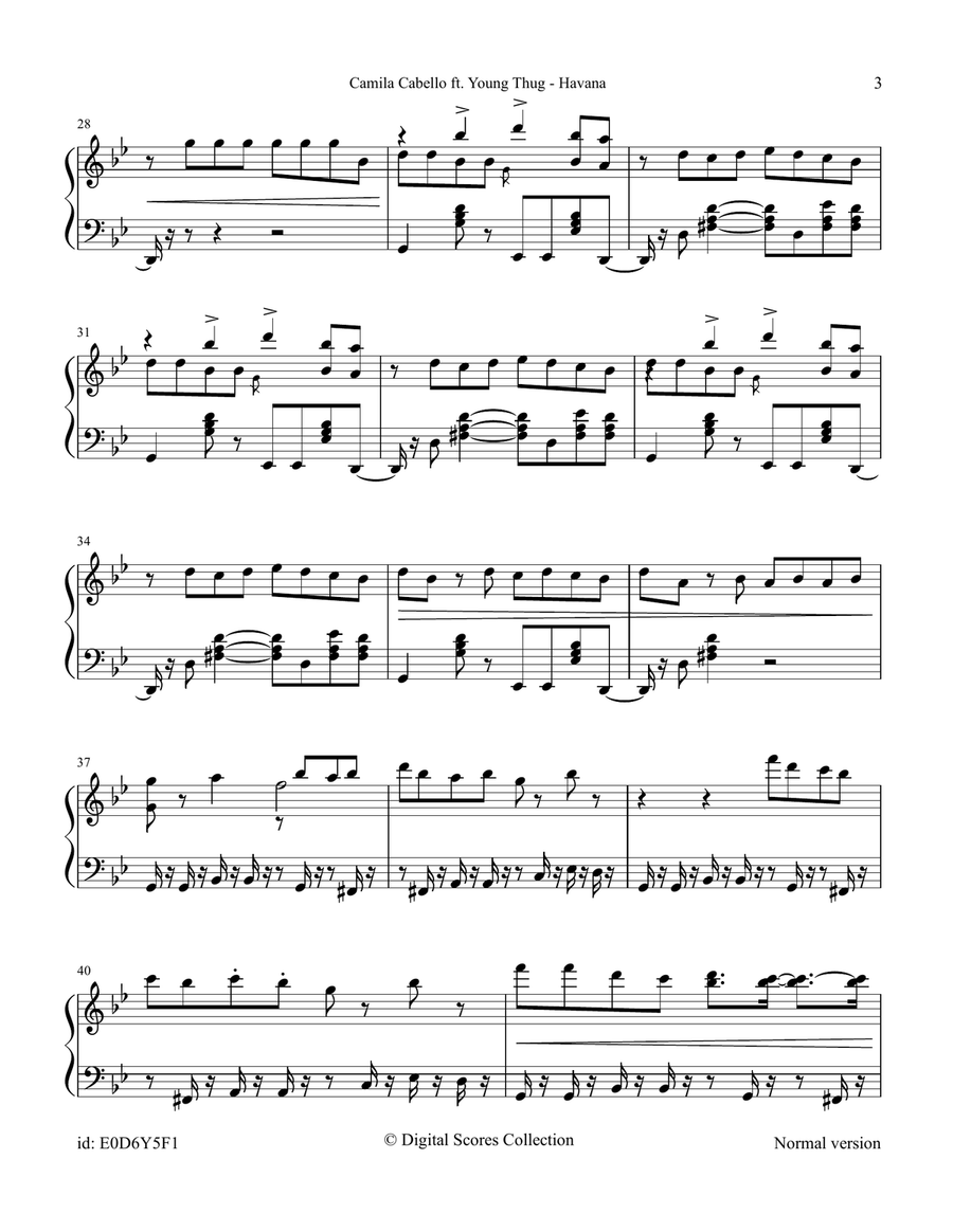 Havana (Ft. Young Thug) Havana (Ft. Young Thug) Piano Solo scores gallery preview page 3