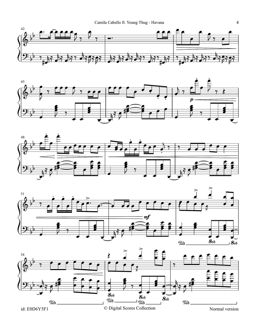 Havana (Ft. Young Thug) Havana (Ft. Young Thug) Piano Solo scores gallery preview page 4