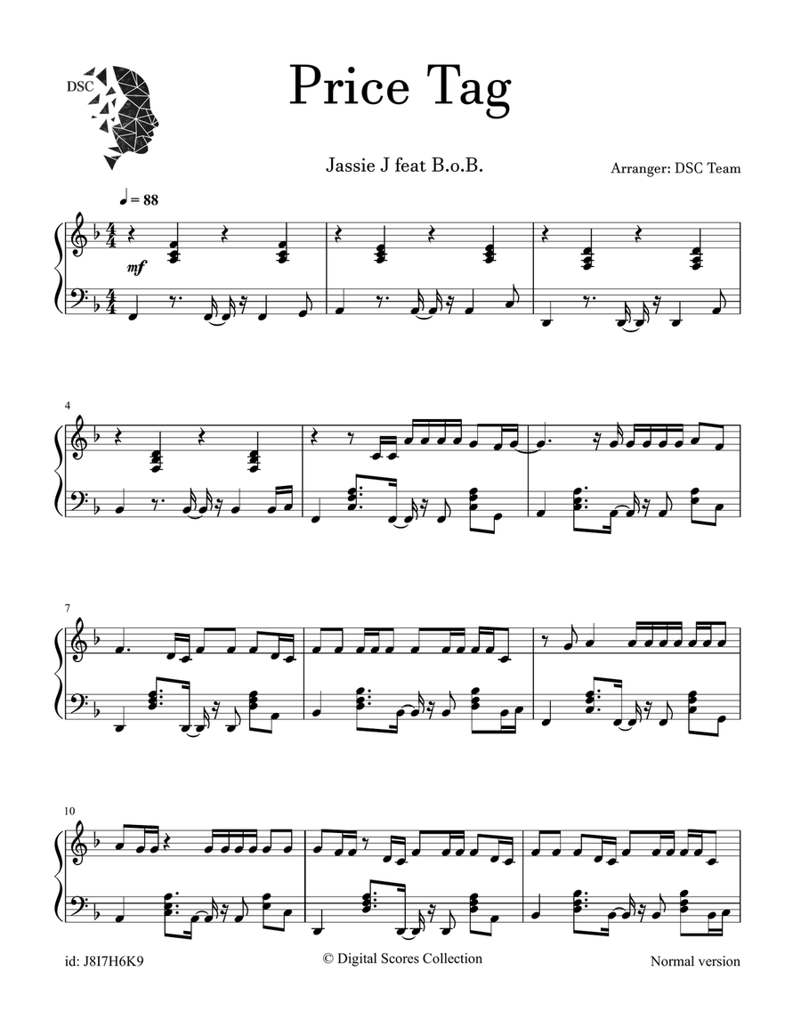 Price Tag Price Tag Piano Solo scores gallery preview page 1