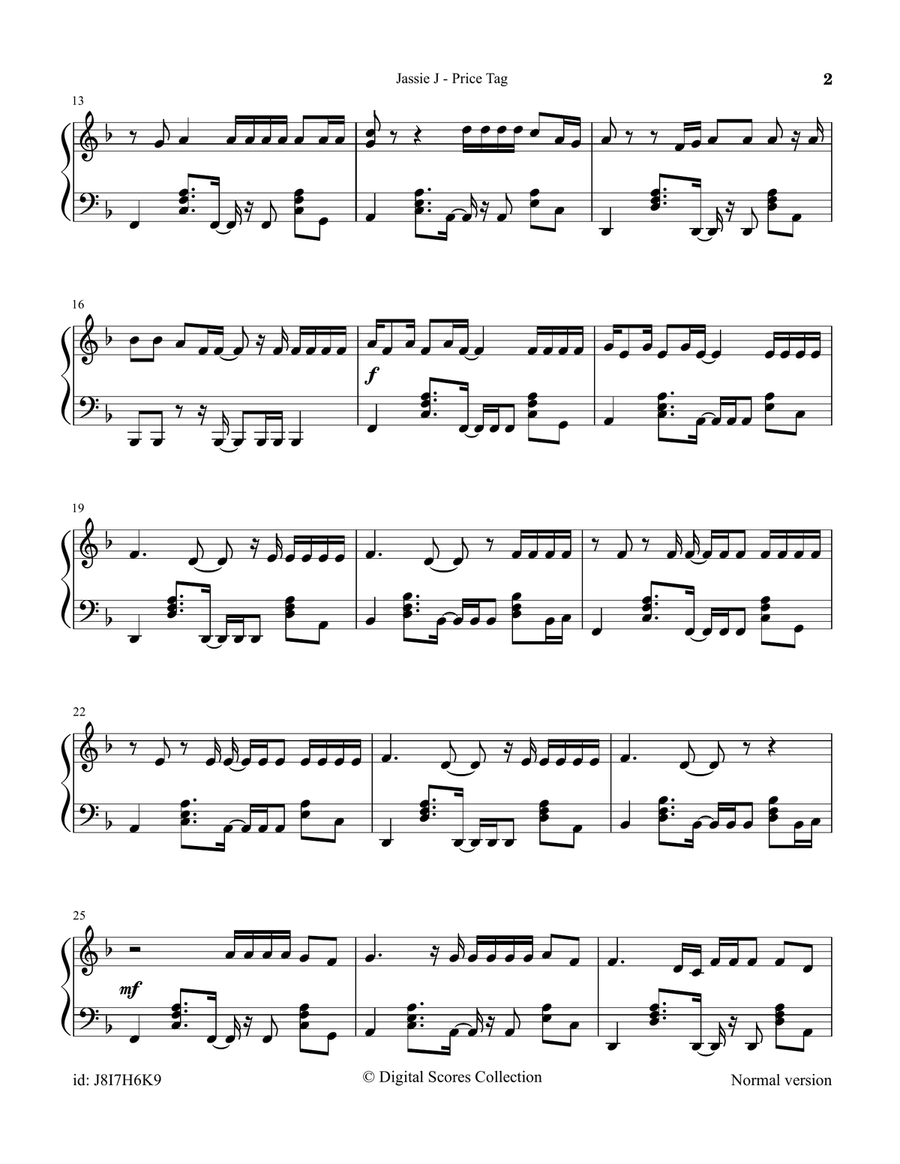 Price Tag Price Tag Piano Solo scores gallery preview page 2
