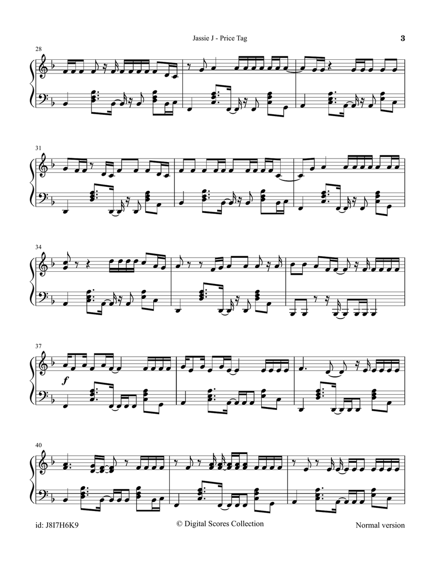 Price Tag Price Tag Piano Solo scores gallery preview page 3