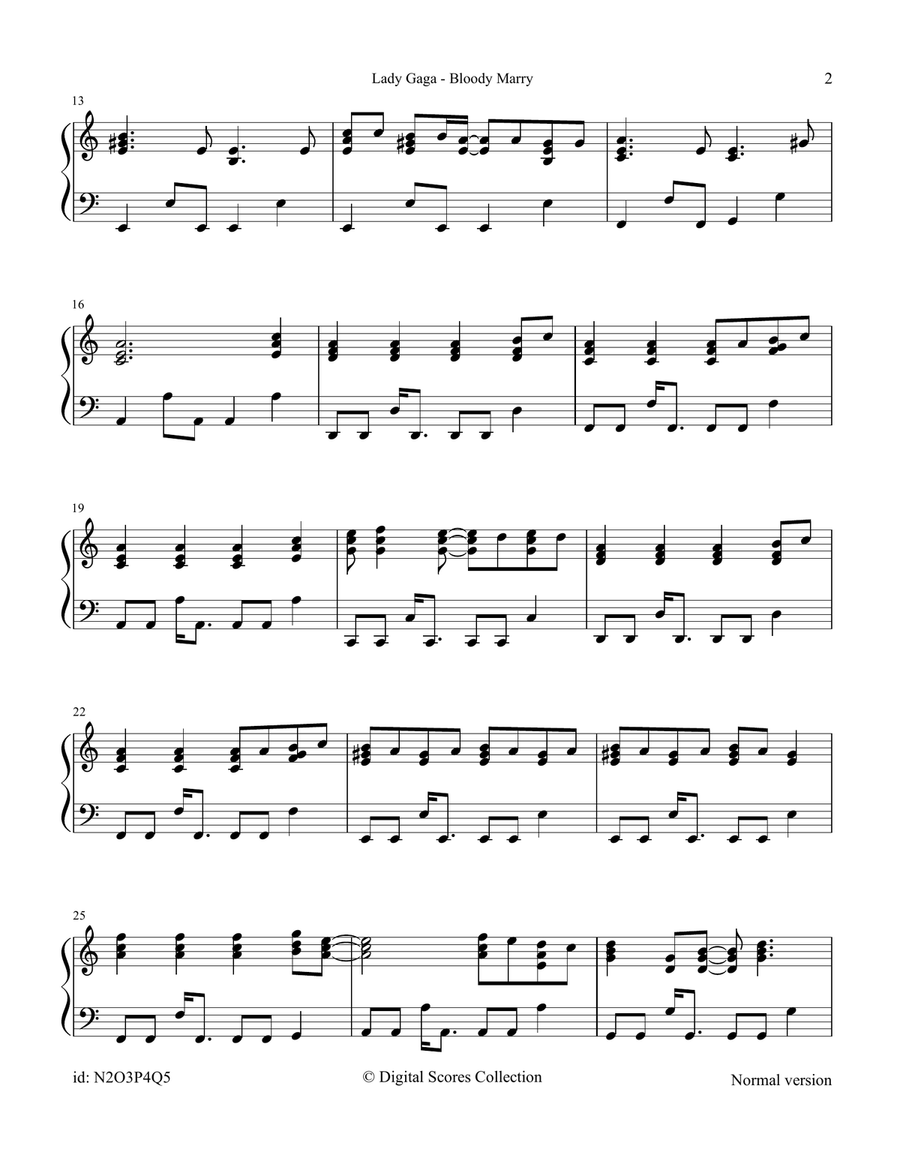 Bloody Mary Bloody Mary Piano Solo scores gallery preview page 2
