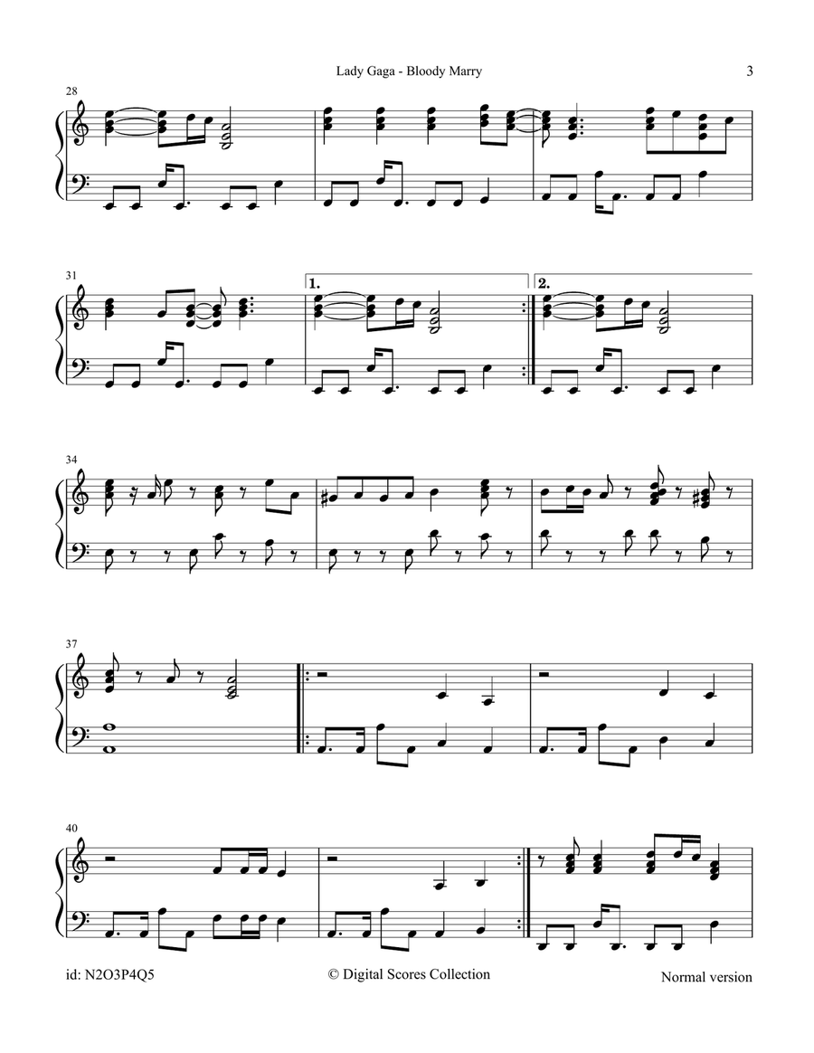 Bloody Mary Bloody Mary Piano Solo scores gallery preview page 3