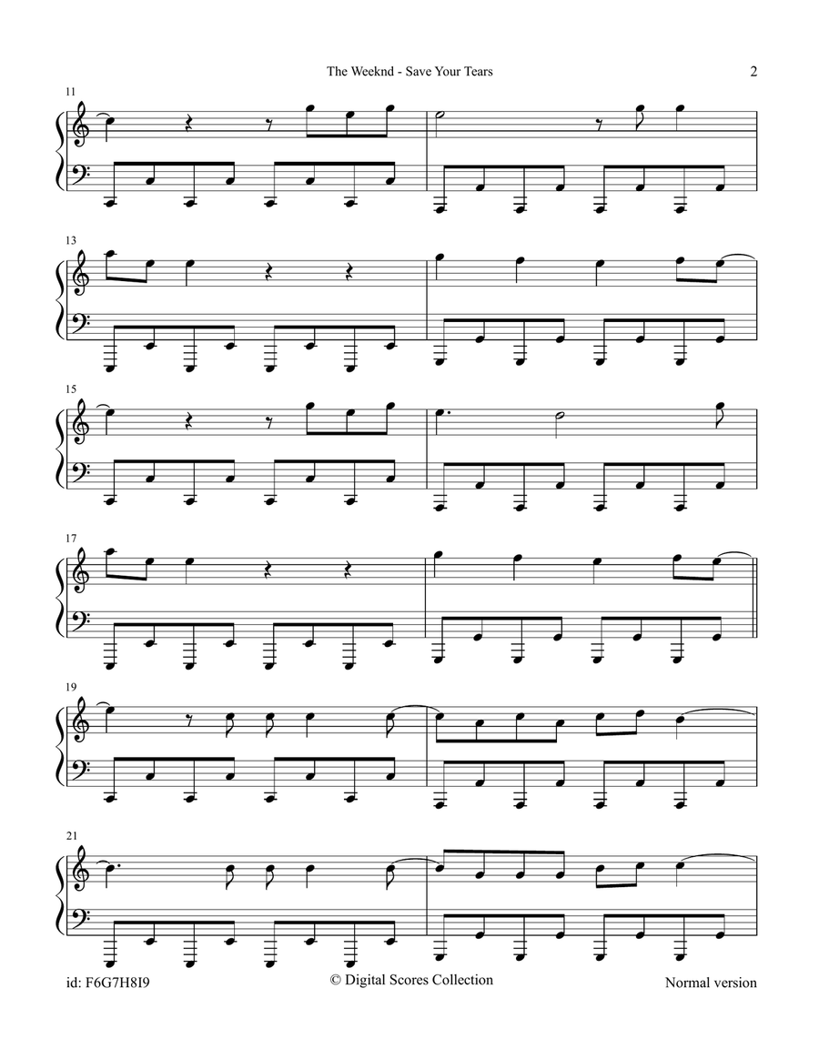 Save Your Tears Save Your Tears Piano Solo scores gallery preview page 2