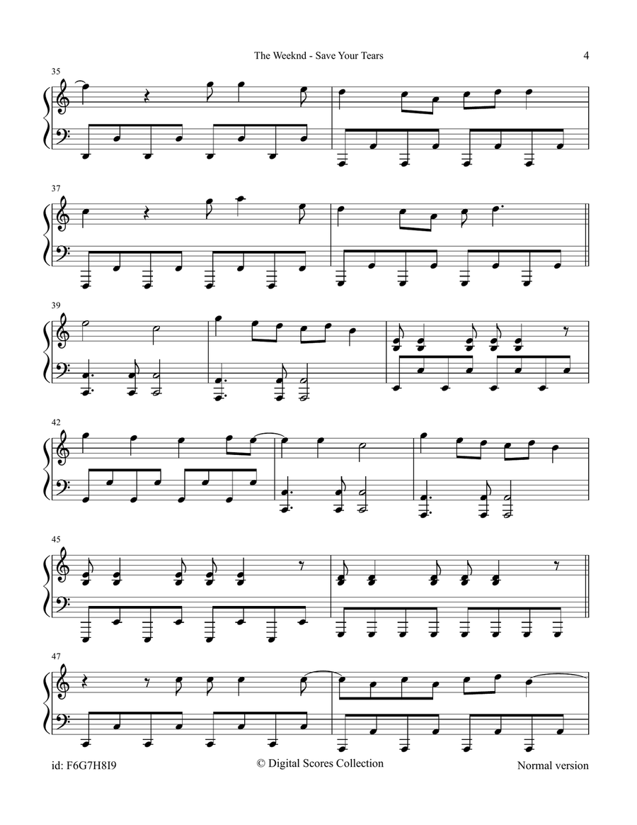Save Your Tears Save Your Tears Piano Solo scores gallery preview page 4