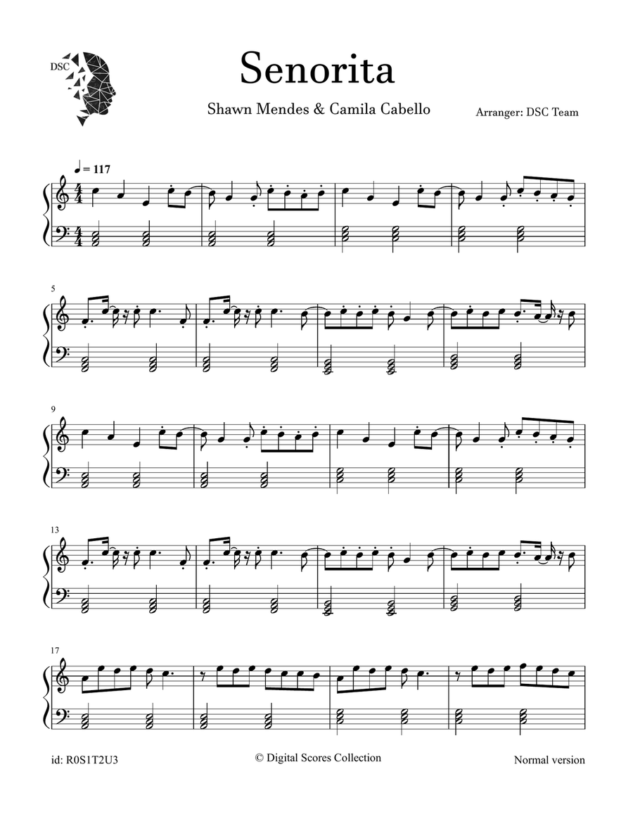 Señorita Señorita Piano Solo scores gallery preview page 1