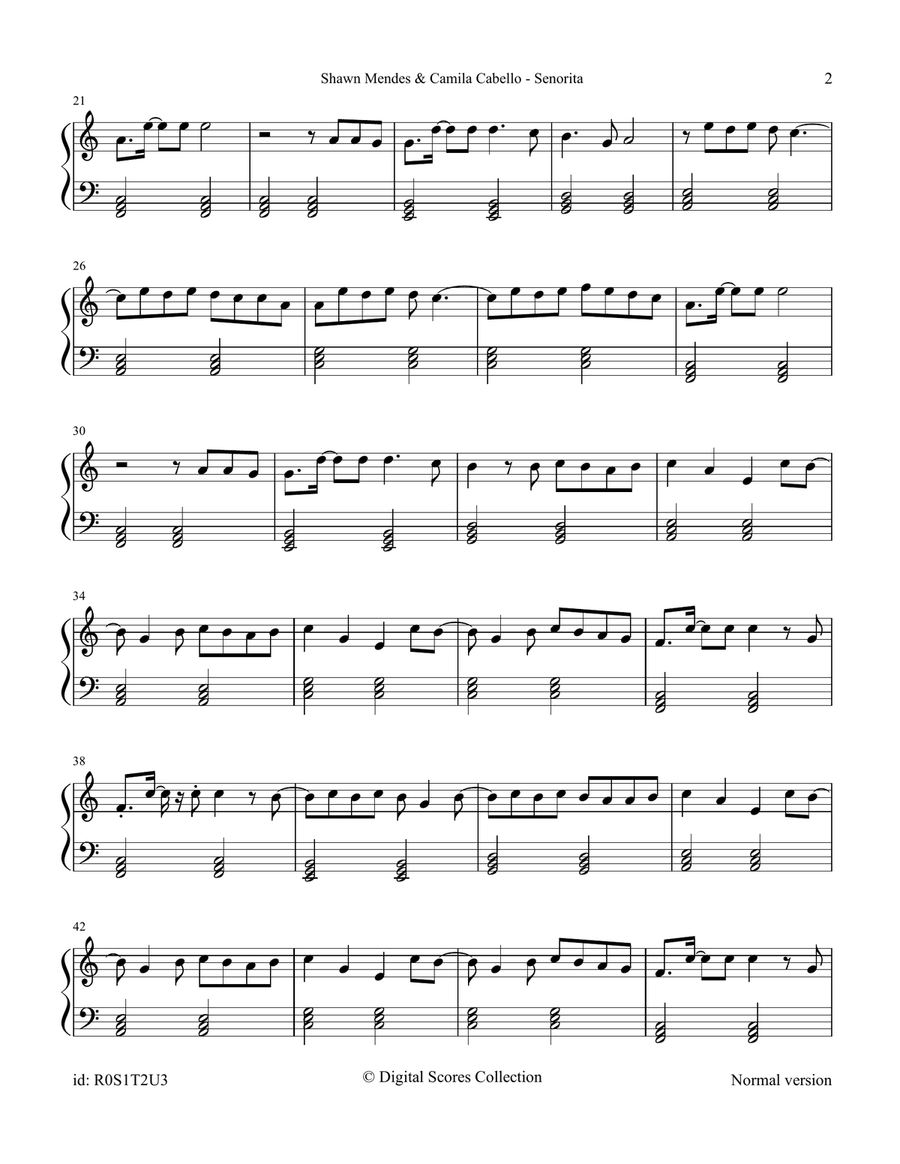 Señorita Señorita Piano Solo scores gallery preview page 2