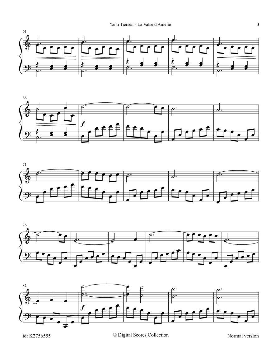La Valse D'amelie La Valse D'amelie Piano Solo scores gallery preview page 3