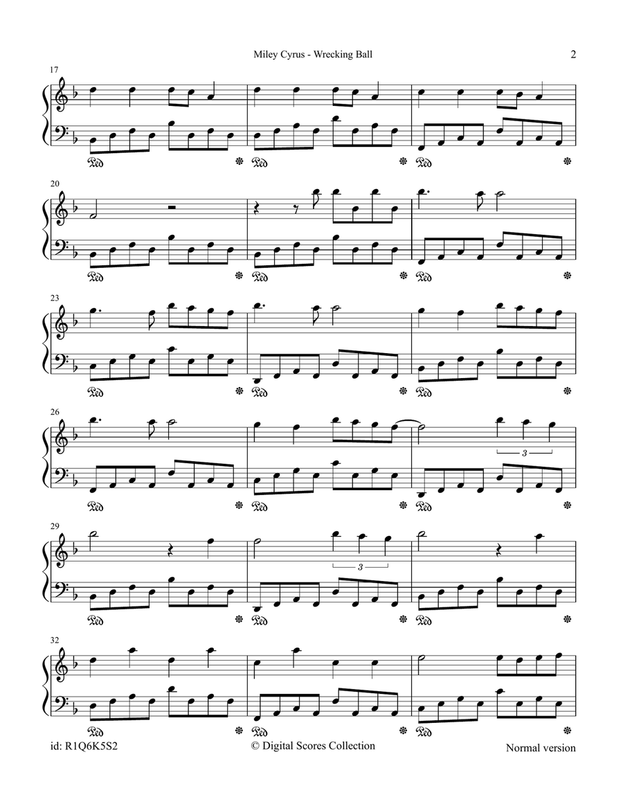 Wrecking Ball Wrecking Ball Piano Solo scores gallery preview page 2