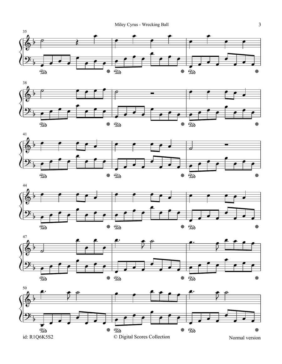 Wrecking Ball Wrecking Ball Piano Solo scores gallery preview page 3