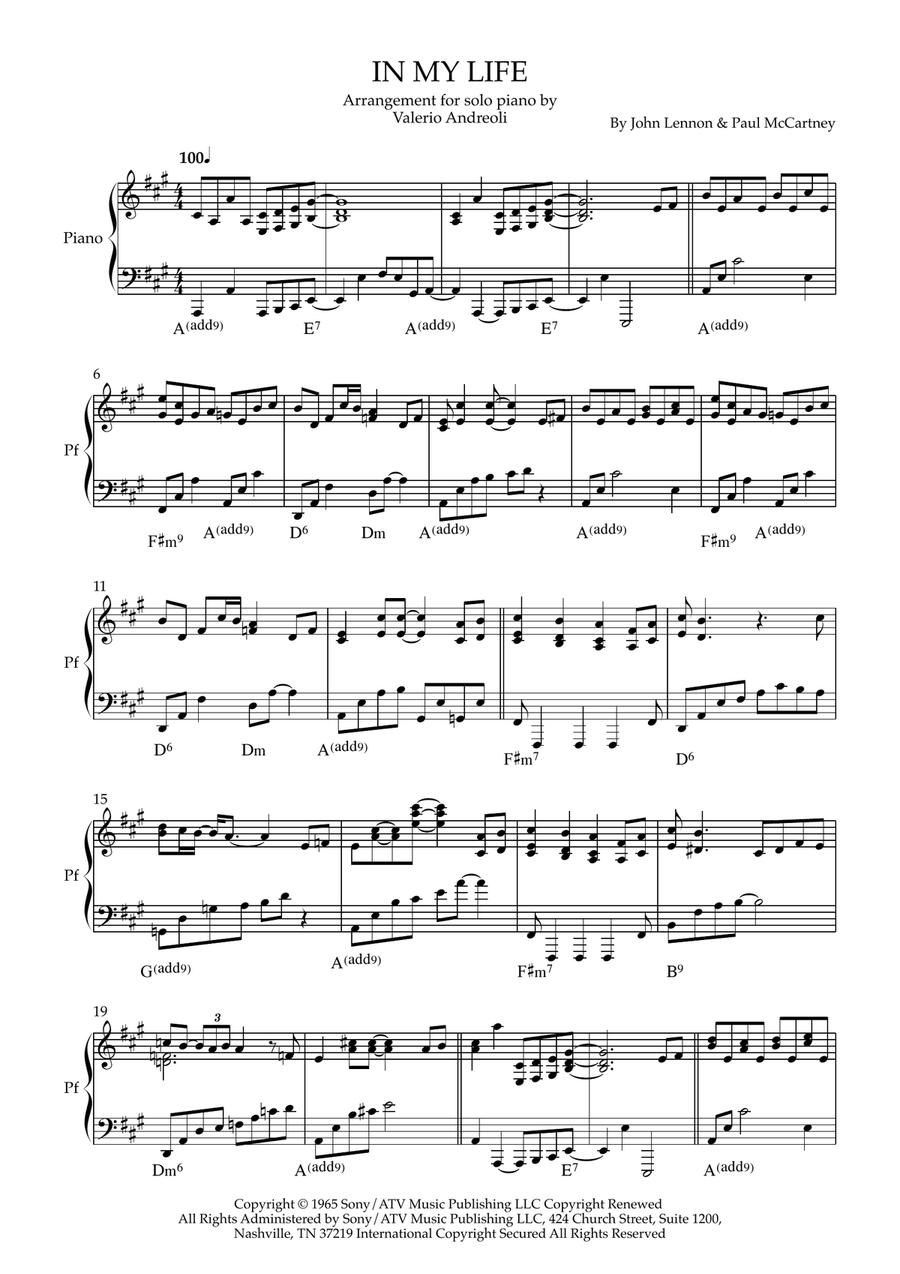 In My Life In My Life Piano Solo scores gallery preview page 1