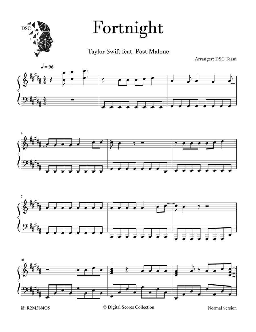 Fortnight Fortnight Piano Solo scores gallery preview page 1