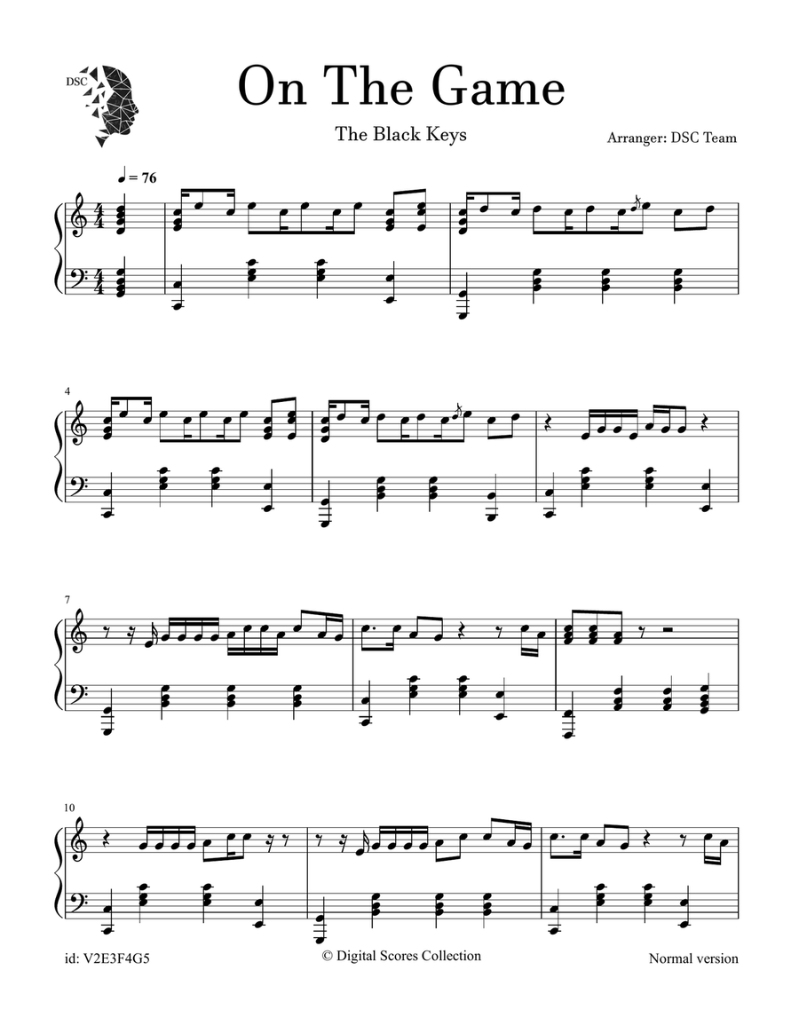 On The Game On The Game Piano Solo scores gallery preview page 1