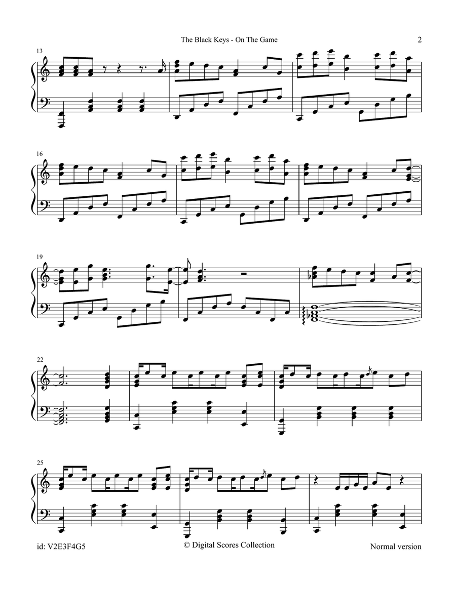 On The Game On The Game Piano Solo scores gallery preview page 2