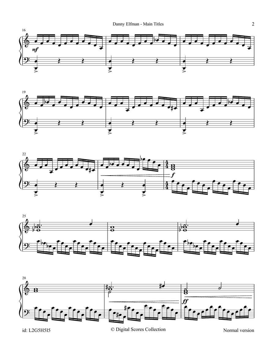 Main Titles Main Titles Piano Solo scores gallery preview page 2