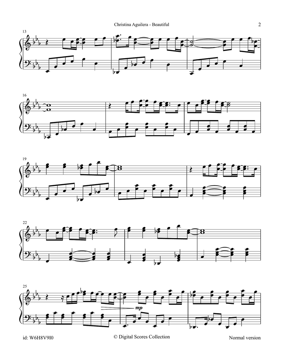 Beautiful Beautiful Piano Solo scores gallery preview page 2