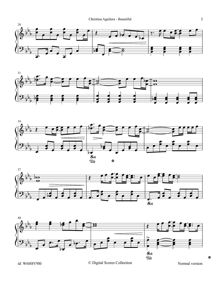 Beautiful Beautiful Piano Solo scores gallery preview page 3