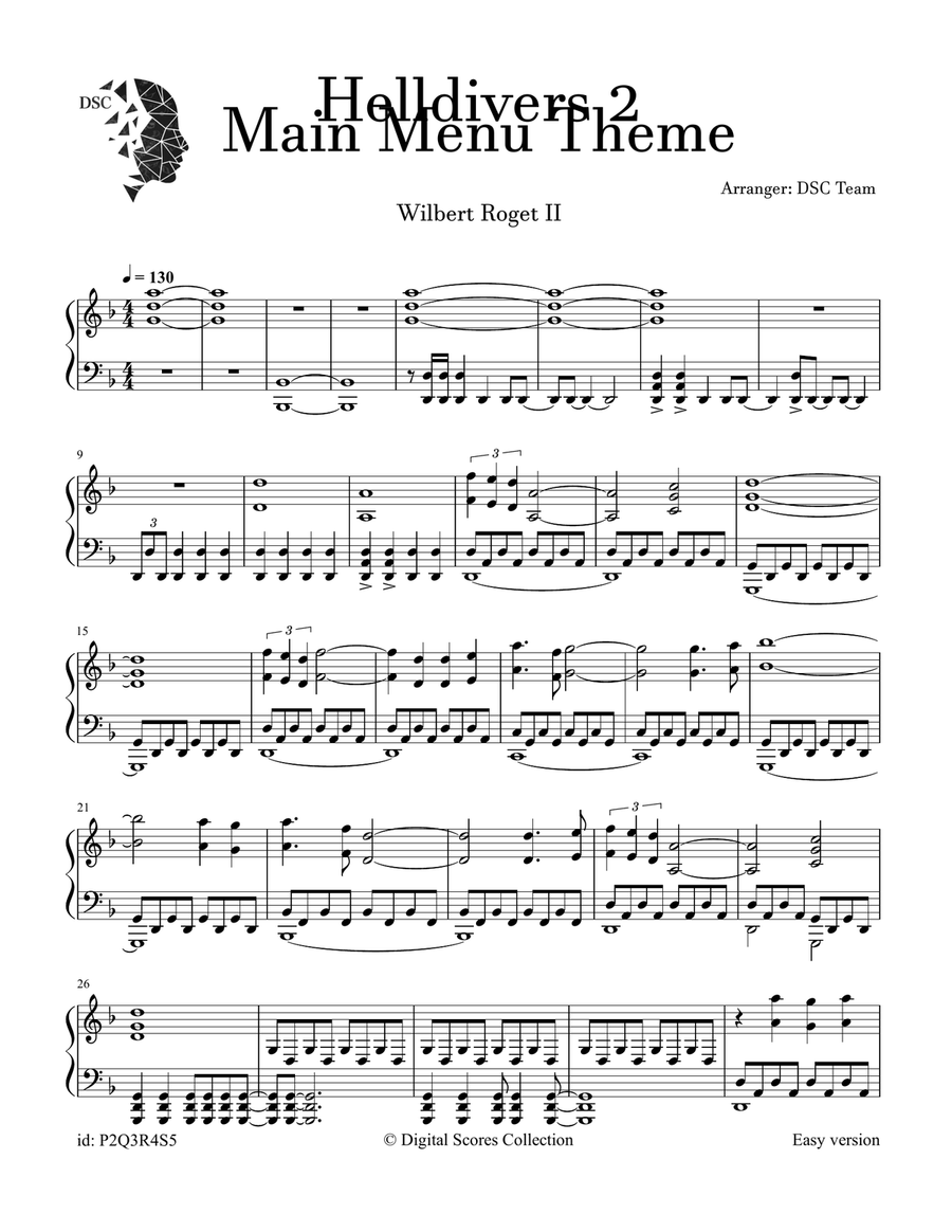 A Cup Of Liber-Tea (Helldivers 2 Main Title Theme) Piano Solo scores gallery preview page 1