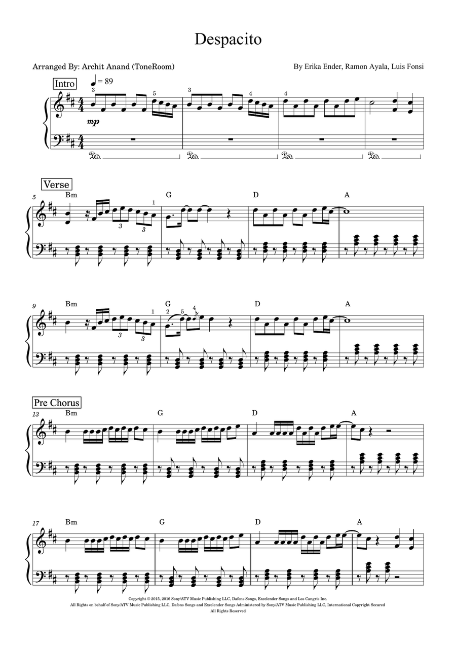 Despacito Easy Piano scores gallery preview page 1