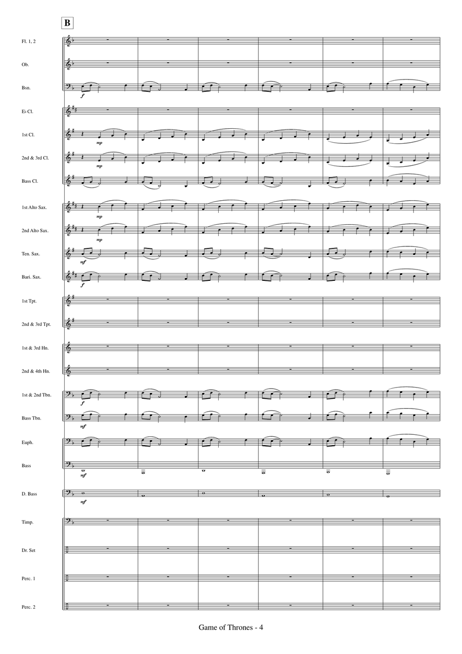 Medley: A Lannister Always Pays His Debts with Winter Is Coming and Game Of Thrones Concert Band scores gallery preview page 6