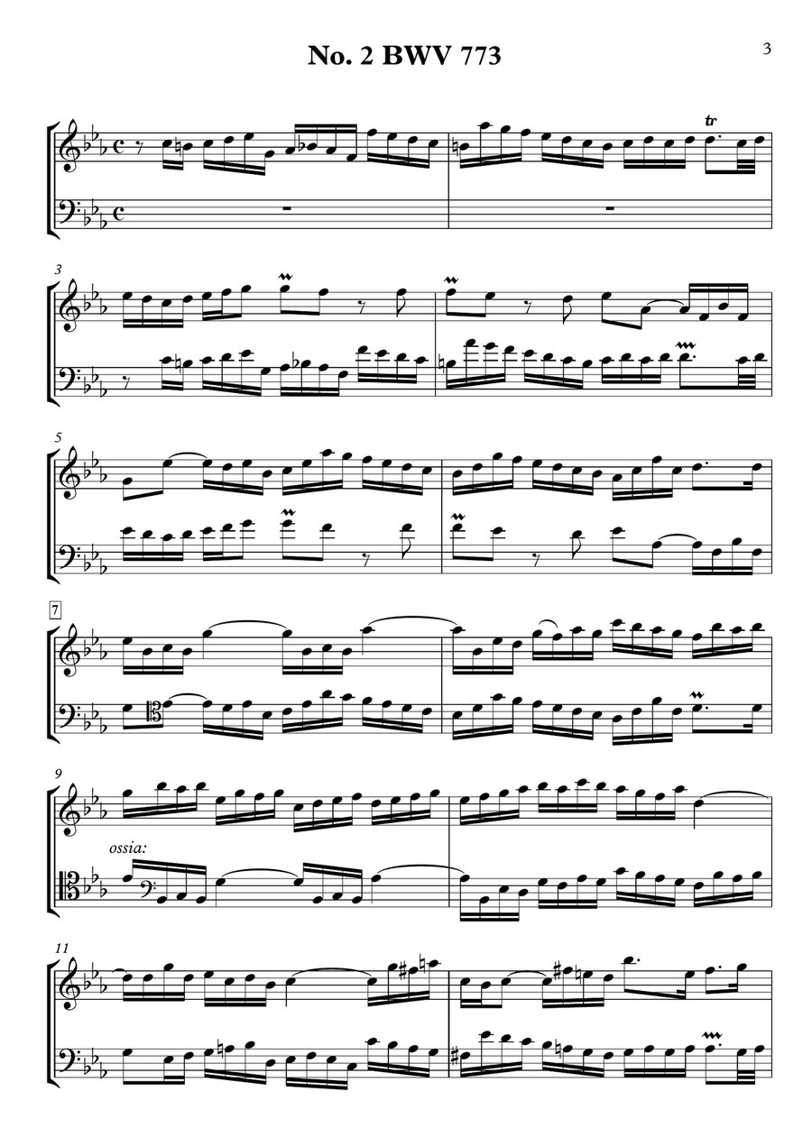 Two-Part Inventions BWV 772-786 for Violin & Cello String Duet scores gallery preview page 3