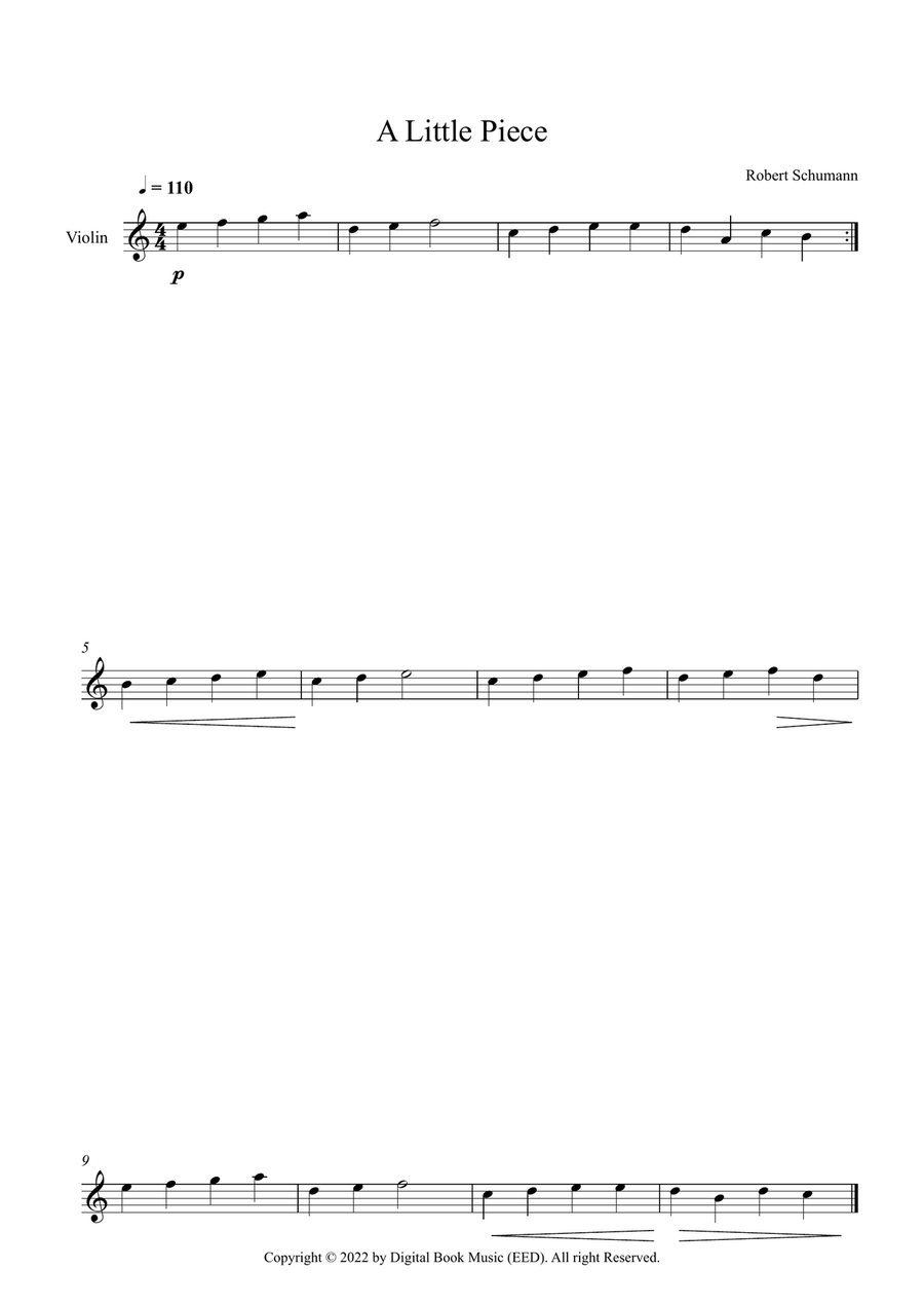 A Little Piece - Robert Schumann (Violin) Violin Solo scores gallery preview page 1
