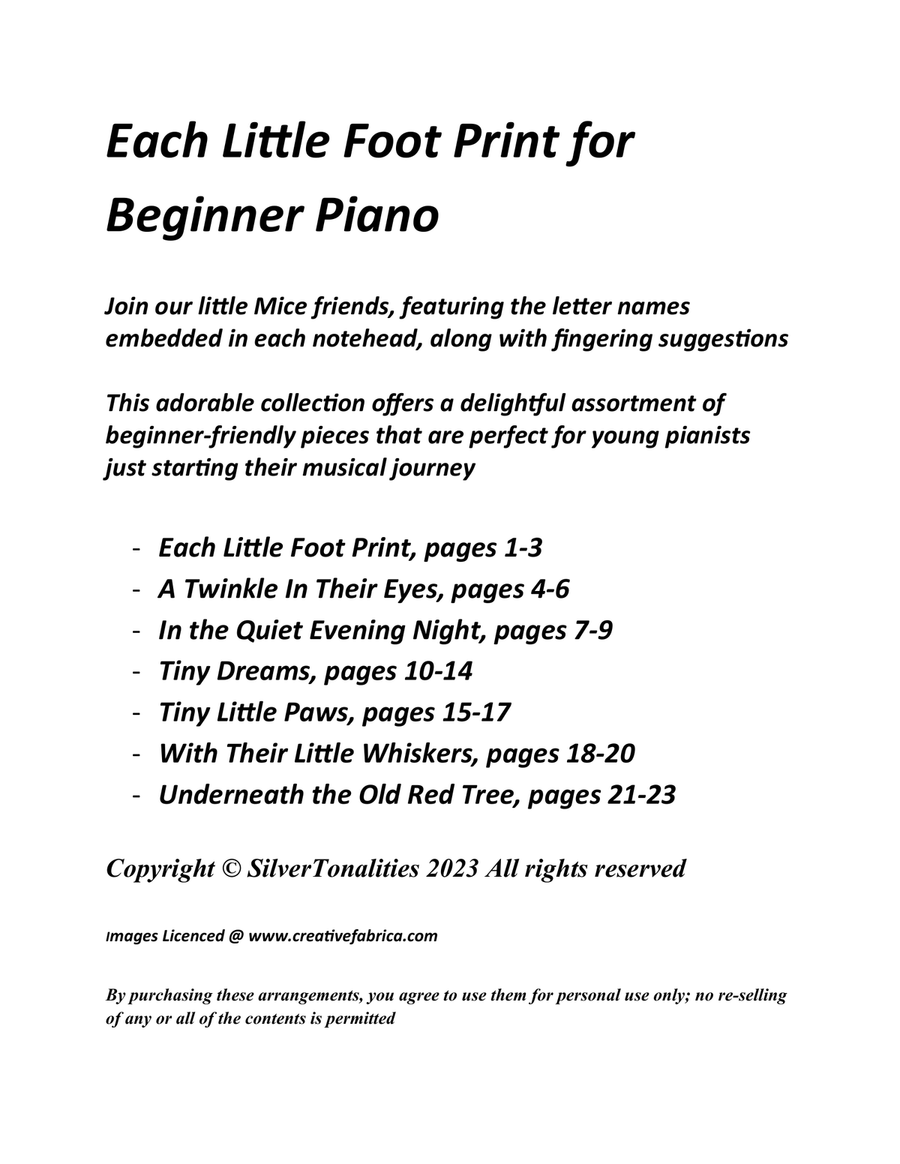 Each Little Foot Print for Beginner Piano Piano Method scores gallery preview page 2