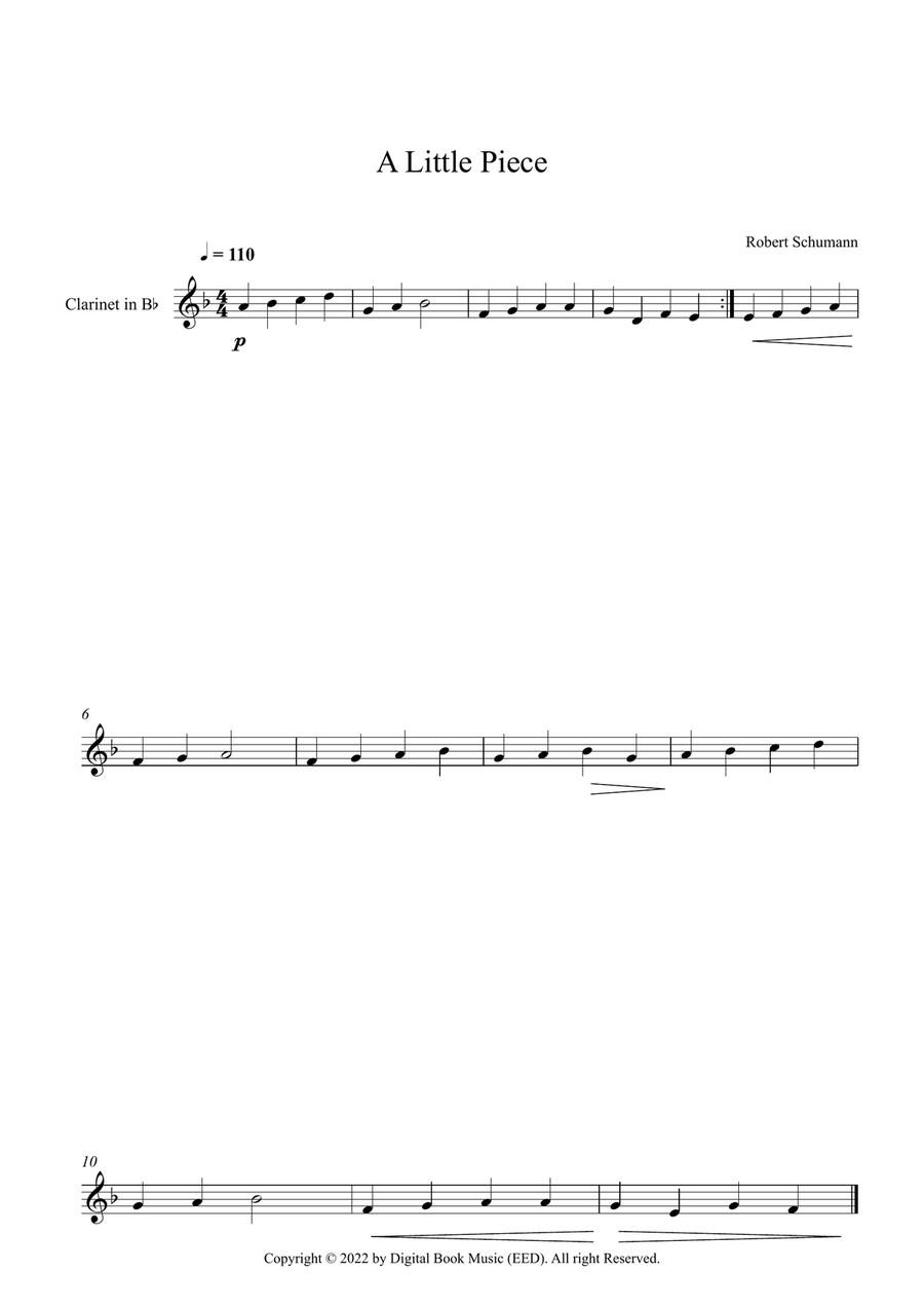 A Little Piece - Robert Schumann (Clarinet) B-Flat Clarinet scores gallery preview page 1