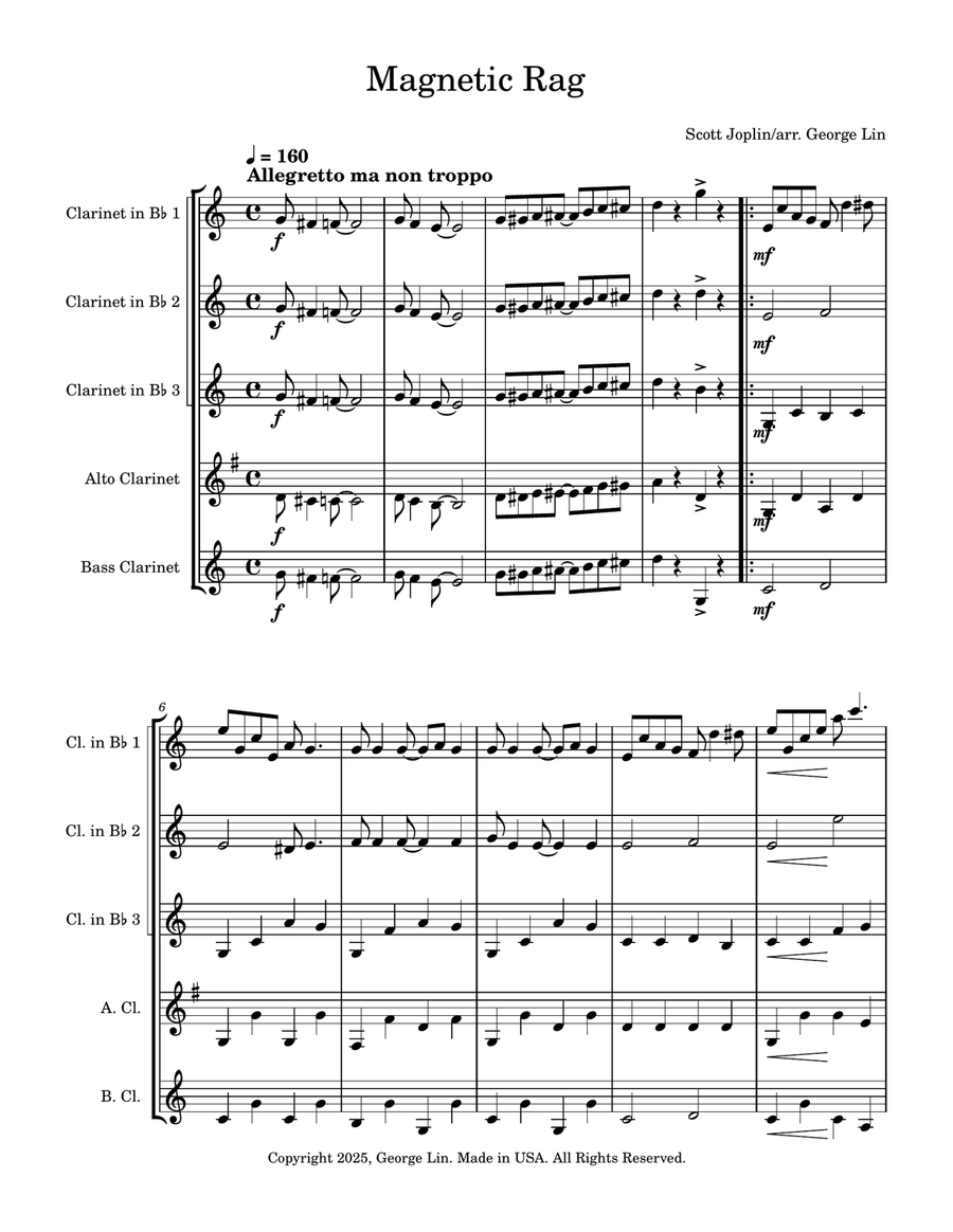 Magnetic Rag Magnetic Rag Clarinet Quintet scores gallery preview page 1