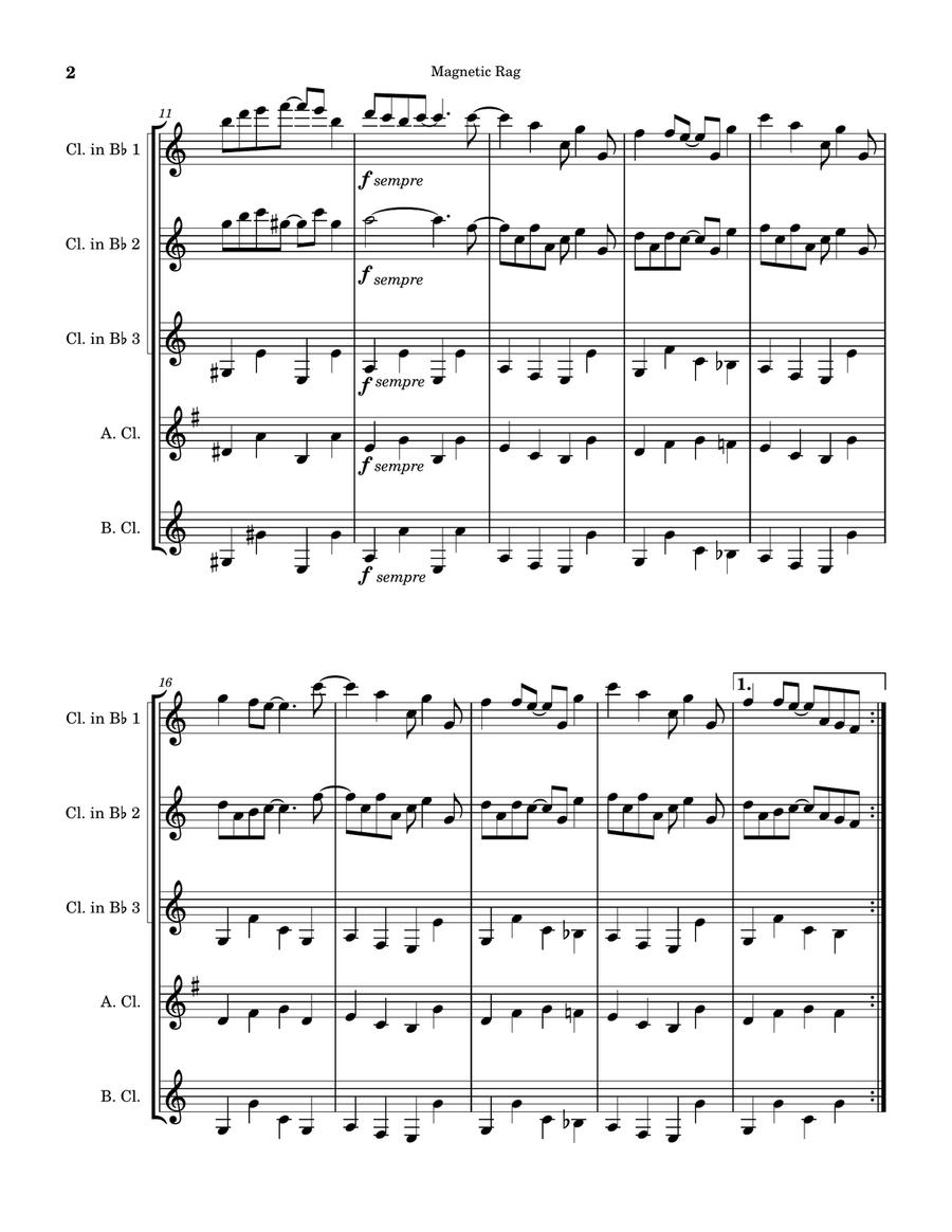 Magnetic Rag Magnetic Rag Clarinet Quintet scores gallery preview page 2