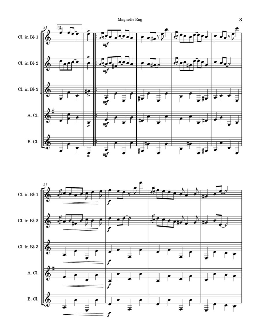 Magnetic Rag Magnetic Rag Clarinet Quintet scores gallery preview page 3