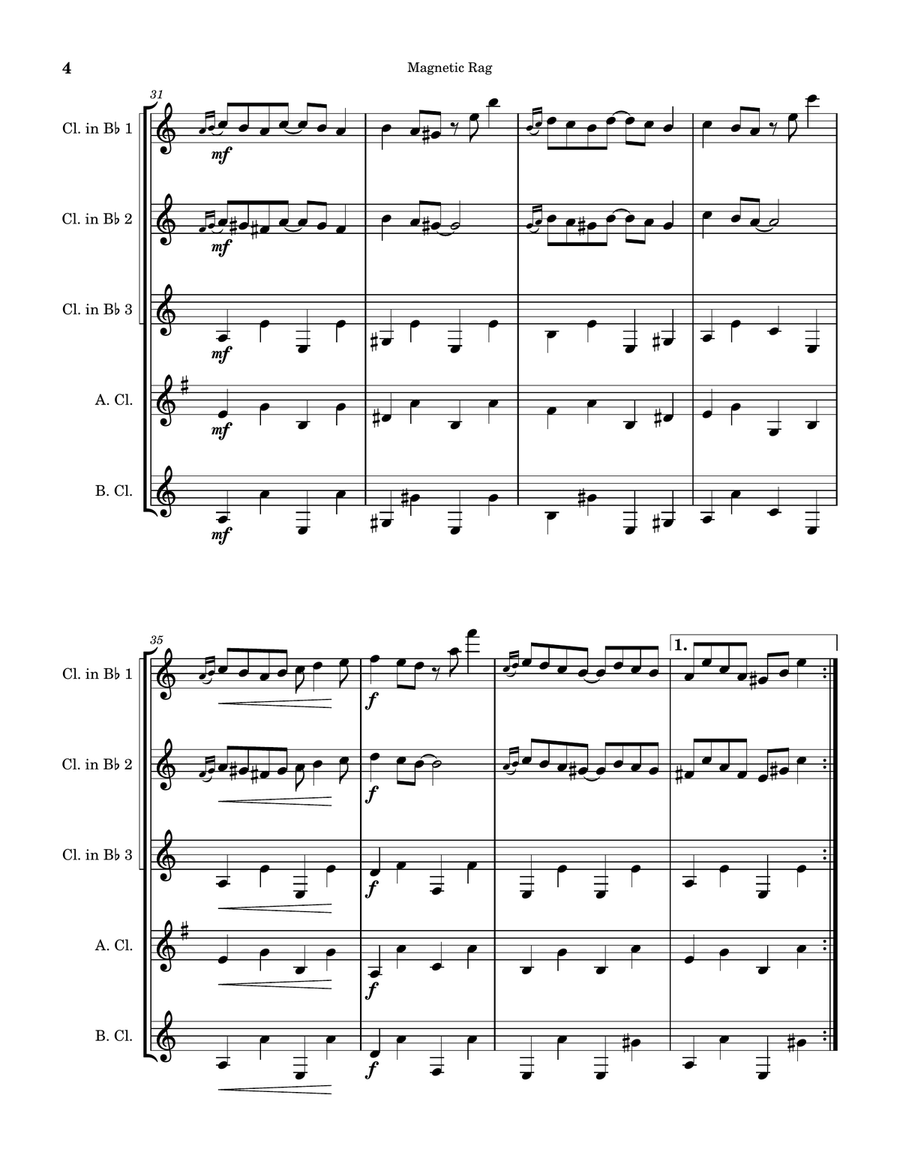 Magnetic Rag Magnetic Rag Clarinet Quintet scores gallery preview page 4