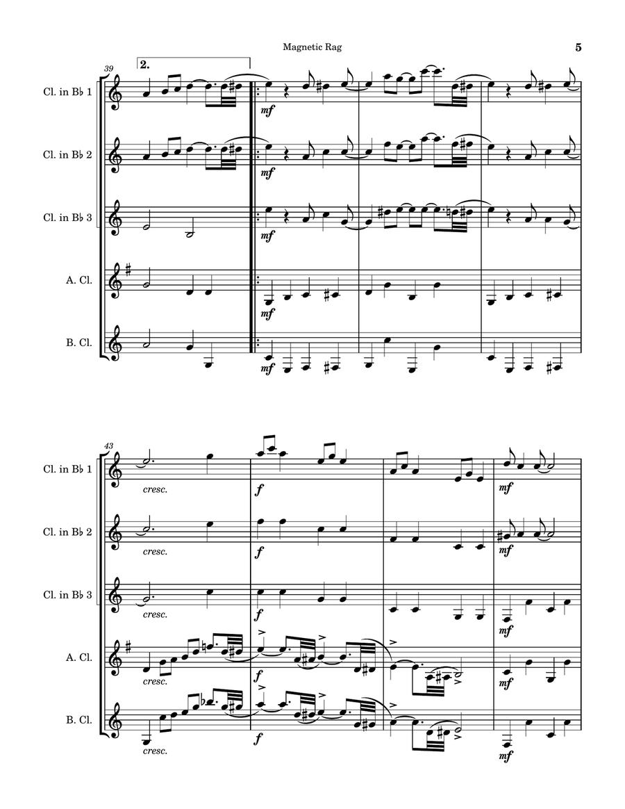 Magnetic Rag Magnetic Rag Clarinet Quintet scores gallery preview page 5