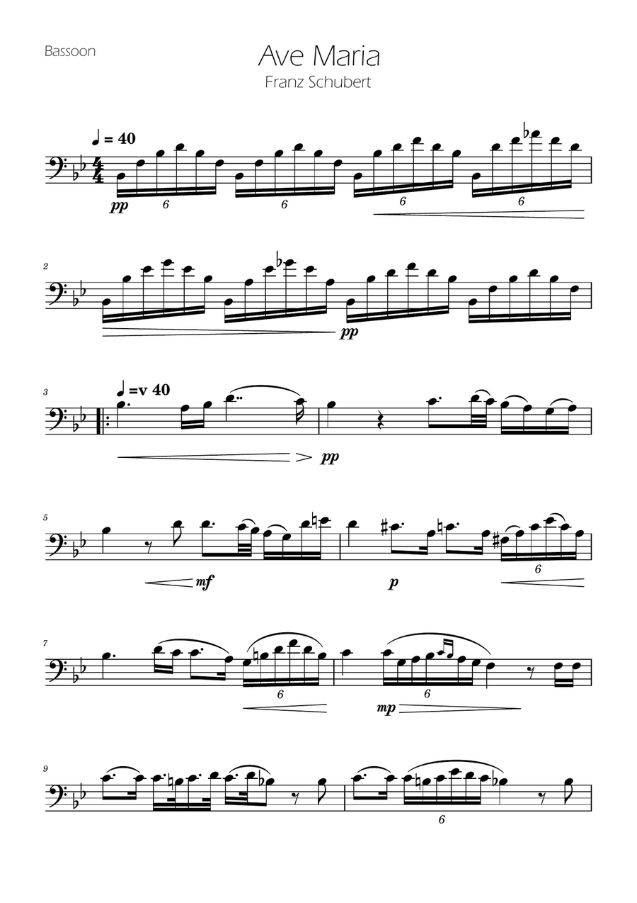 Ave Maria - Bassoon Solo Bassoon Solo scores gallery preview page 1