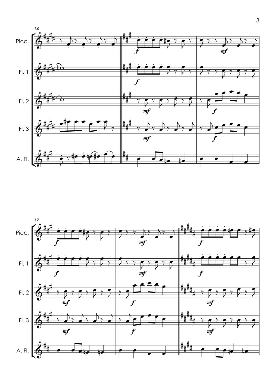 Medley: House Of Fun with Driving In My Car, It Must Be Love, and Return Of The Los Palmas 7 Woodwind Quintet scores gallery preview page 5