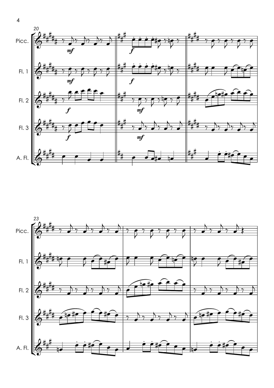 Medley: House Of Fun with Driving In My Car, It Must Be Love, and Return Of The Los Palmas 7 Woodwind Quintet scores gallery preview page 6