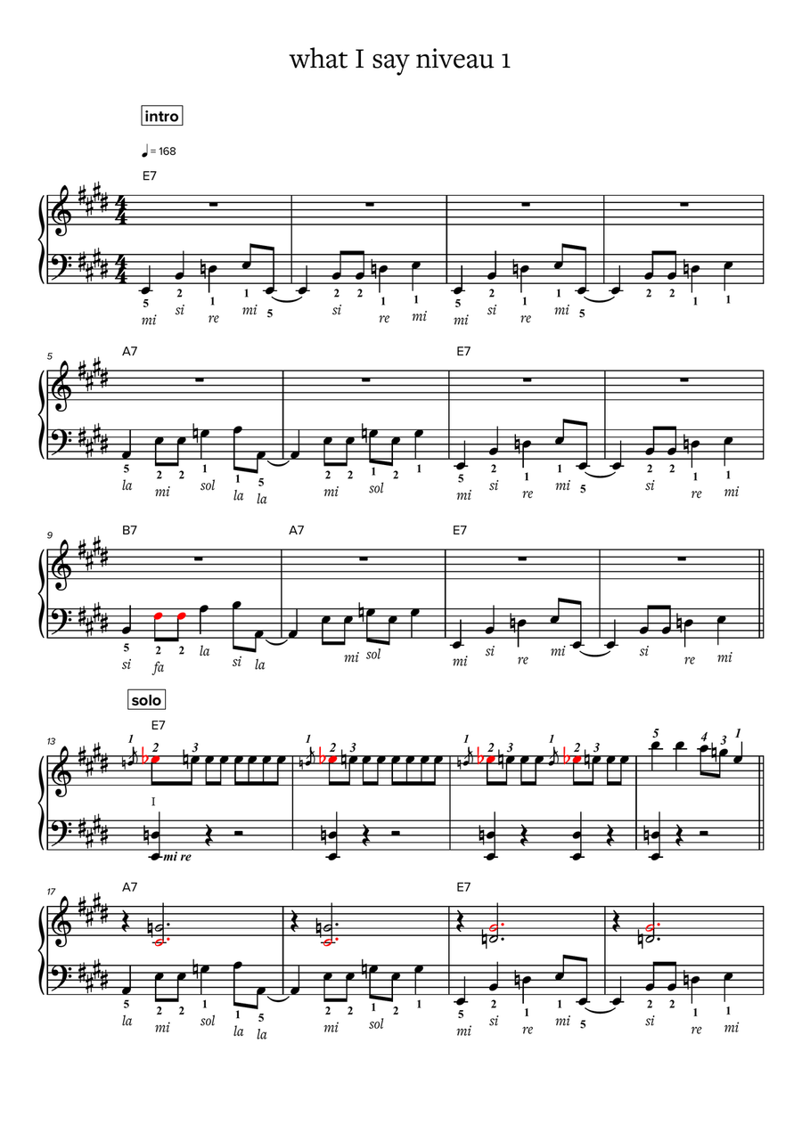 What I say niveau 1 What I say niveau 1 Easy Piano scores gallery preview page 1
