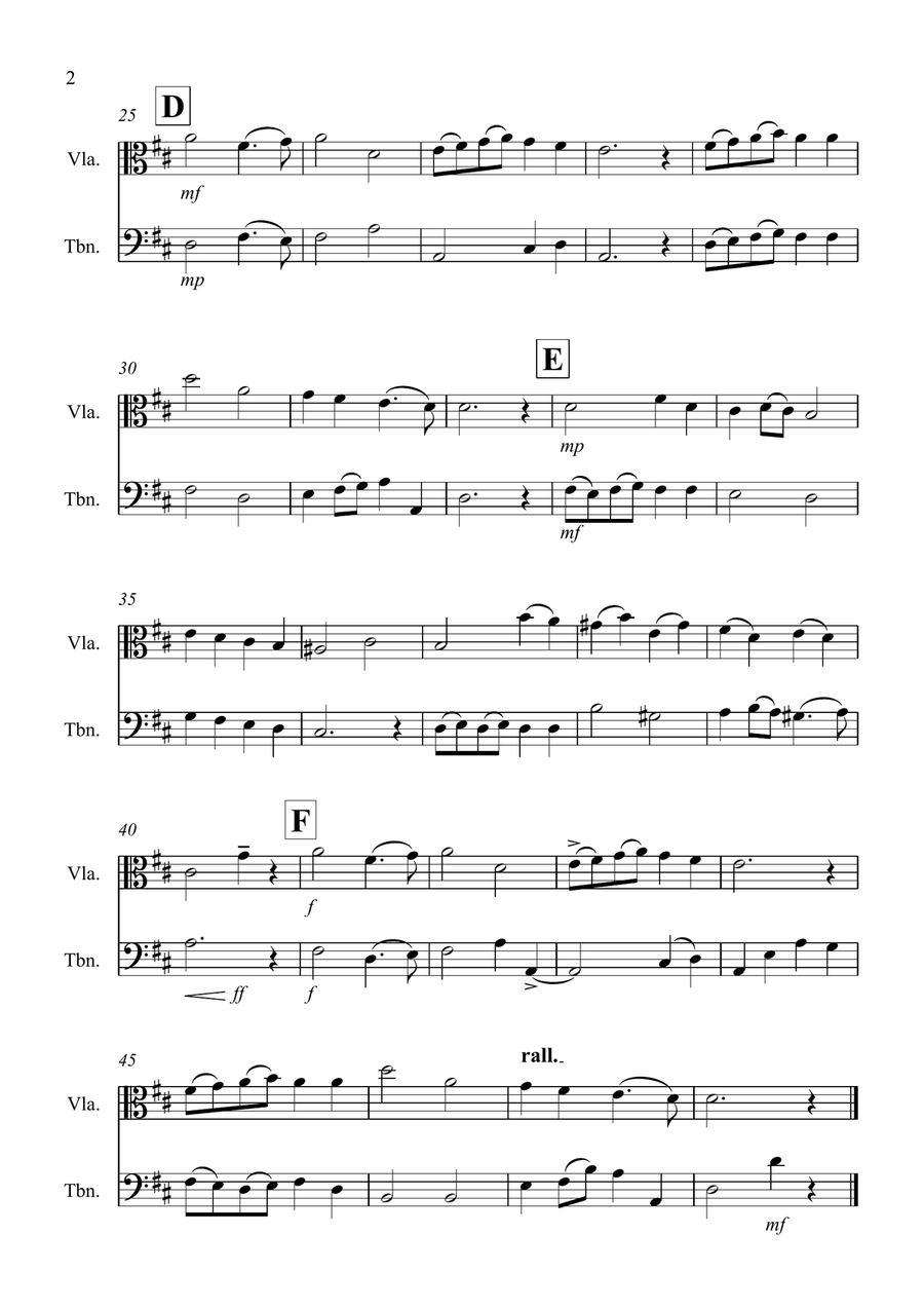 Thine Be The Glory for Viola and Trombone Duet Trombone scores gallery preview page 2