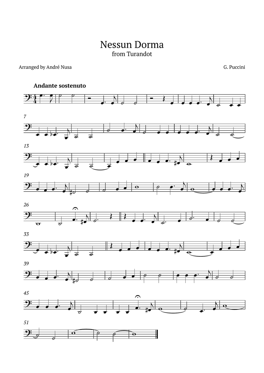 Nessun Dorma Tuba scores gallery preview page 1