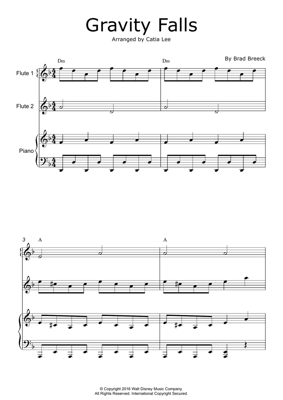 Gravity Falls (Main Theme) Woodwind Duet scores gallery preview page 2