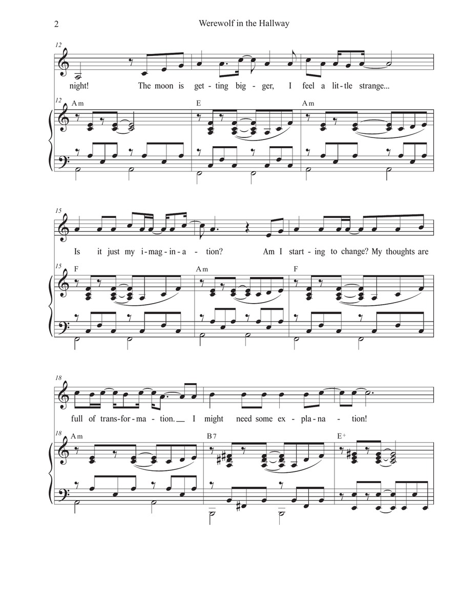 Werewolf in the Hallway Piano, Vocal scores gallery preview page 2