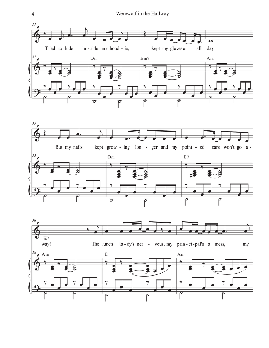 Werewolf in the Hallway Piano, Vocal scores gallery preview page 4