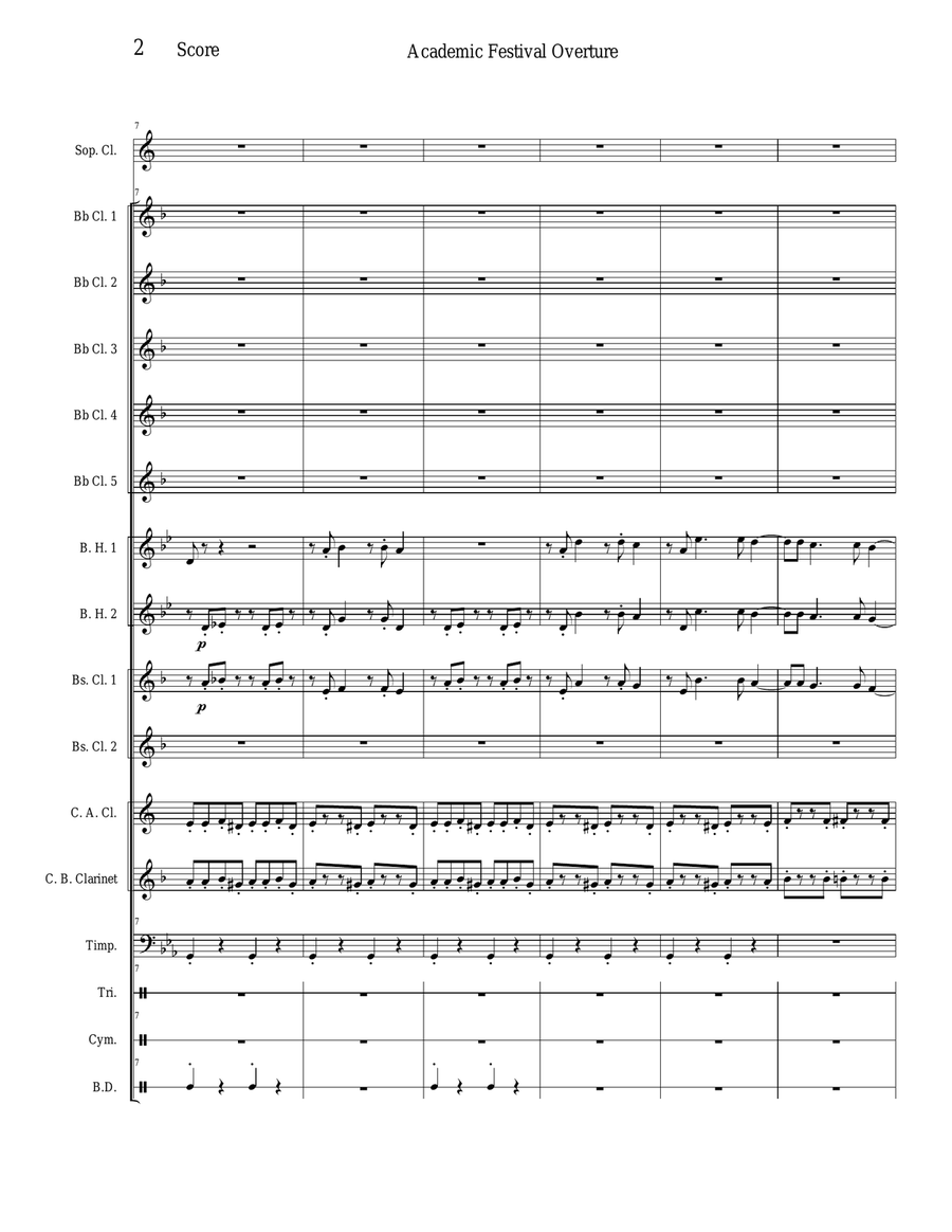 Academic Festival Overture - Opus 80 Clarinet Choir scores gallery preview page 2