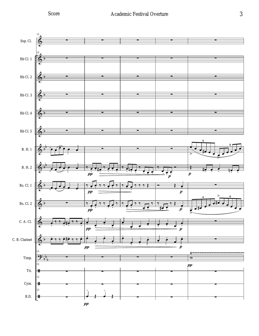 Academic Festival Overture - Opus 80 Clarinet Choir scores gallery preview page 3