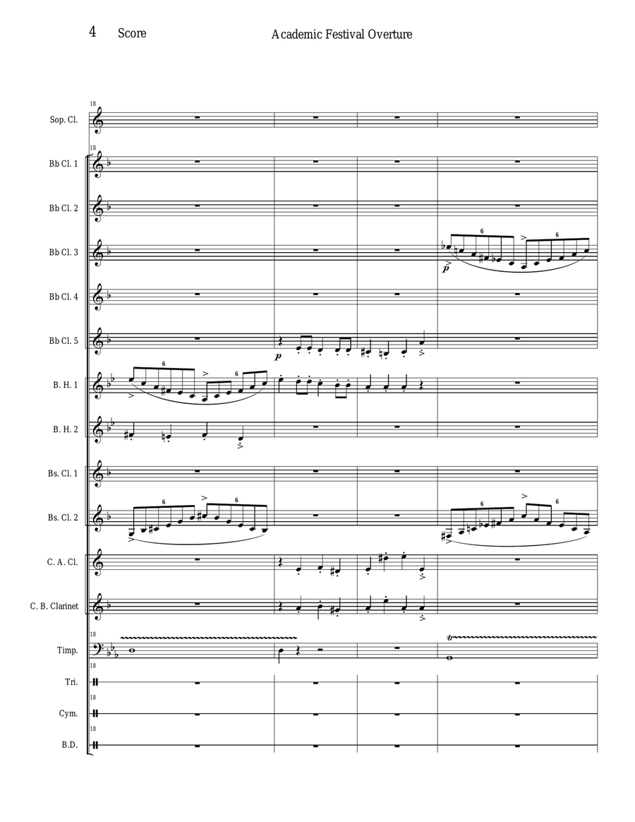 Academic Festival Overture - Opus 80 Clarinet Choir scores gallery preview page 4