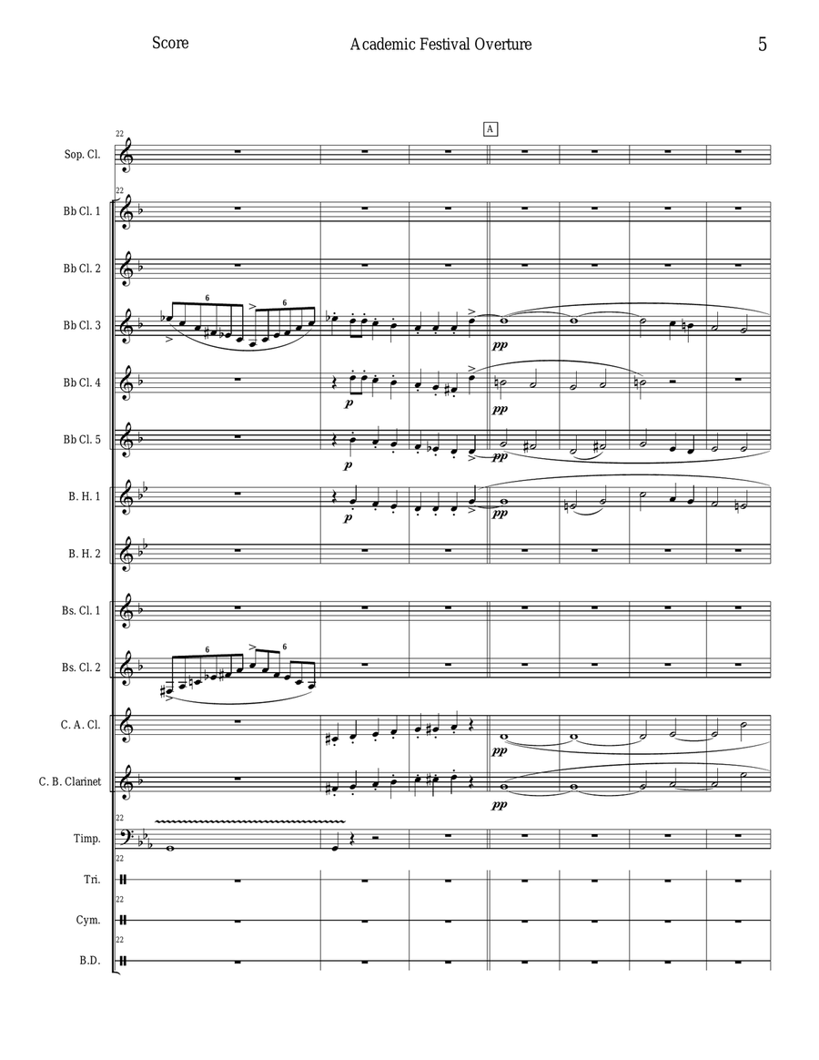 Academic Festival Overture - Opus 80 Clarinet Choir scores gallery preview page 5