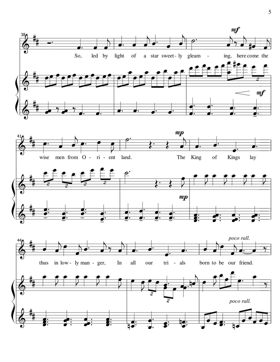 O Holy Night - voice and piano, high voice in D Piano, Vocal scores gallery preview page 5